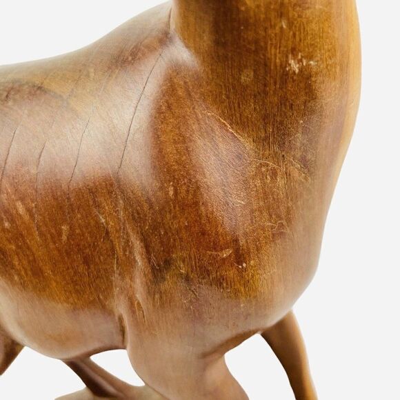 Vintage MCM Carved Natural Wood Gazelle Statue 15" African Folk Art Minimalist - Picture 12 of 12